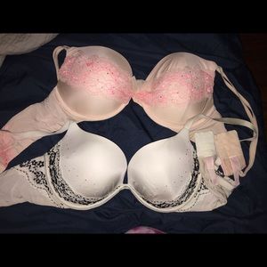 2 Victoria Secret Lacey Push Up Bras 38D
